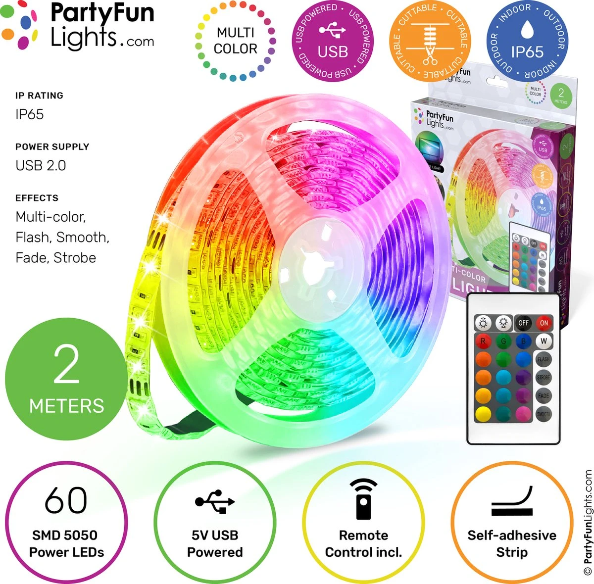 PartyFunLights - LED Strip - Multi-Color RGB - Werkt op USB - 2 Meter PartyFunLights - LED Strip - Multi-Color RGB - Werkt Op USB - 2 Meter -Tuinmeubelseries Winkel 1200x1180 7