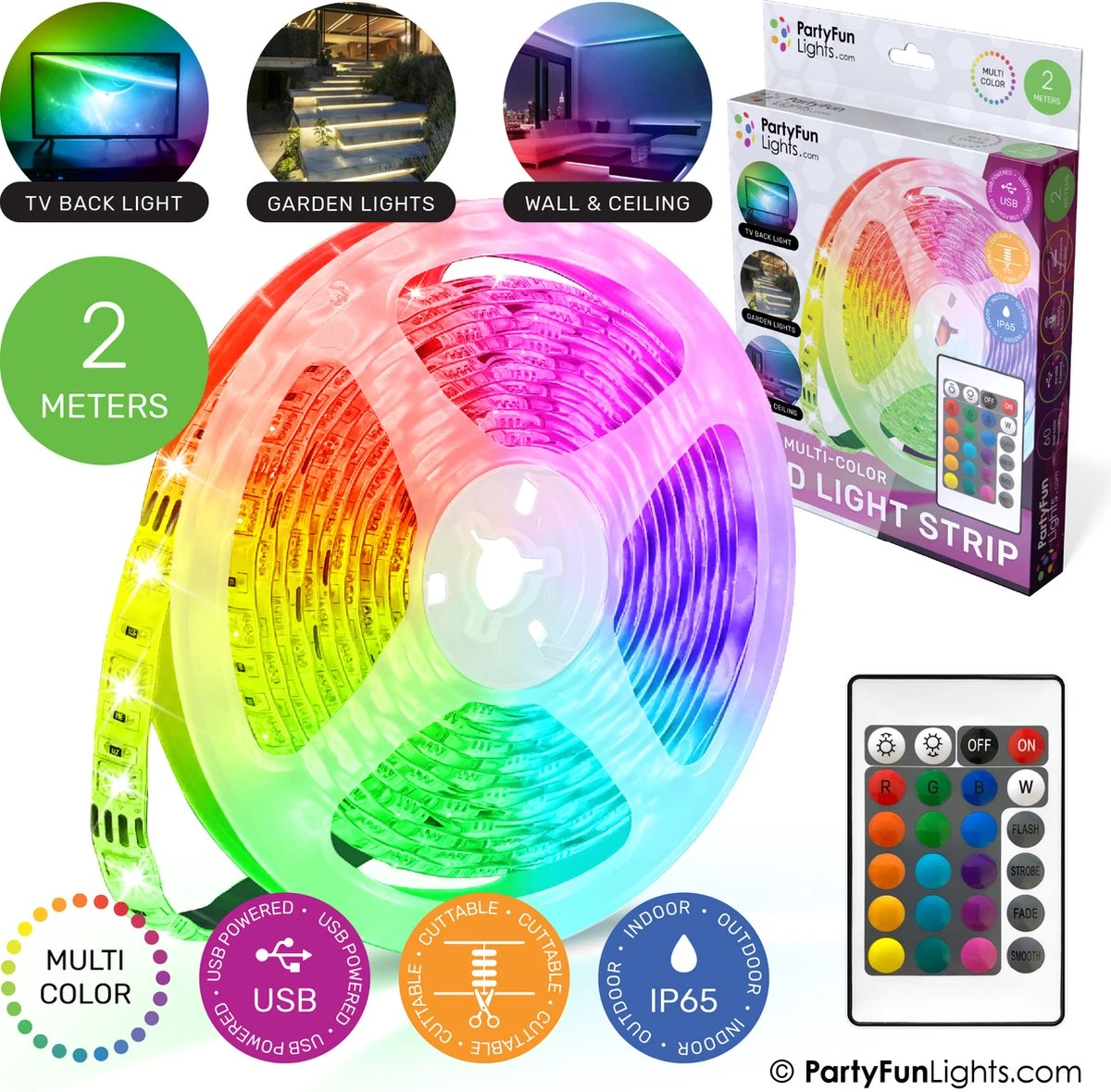 PartyFunLights - LED Strip - Multi-Color RGB - Werkt op USB - 2 Meter PartyFunLights - LED Strip - Multi-Color RGB - Werkt Op USB - 2 Meter -Tuinmeubelseries Winkel 1200x1180 8