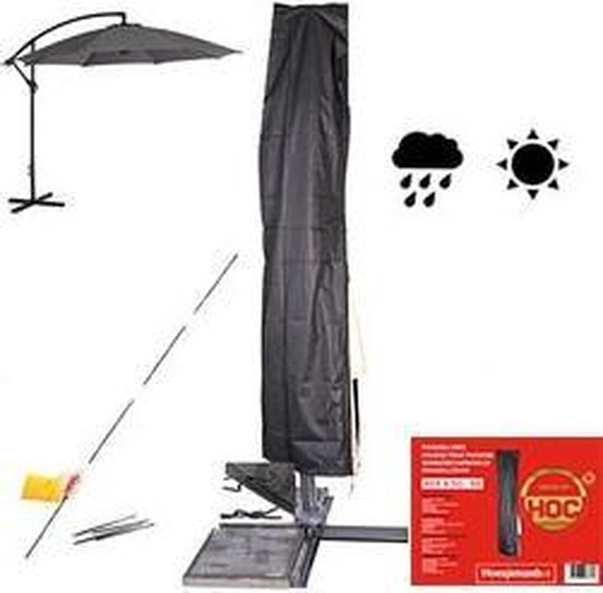Parasolhoes - ronde zweefparasols t/m ø 4 m- vierkante zweefparasols t/m 3mx4m - Zware dikke kwaliteit - Met stok rits en trekkoord Parasolhoes - Ronde Zweefparasols T/m ø 4 M- Vierkante Zweefparasols T/m 3mx4m - Zware Dikke Kwaliteit - Met Stok Rits En Trekkoord -Tuinmeubelseries Winkel