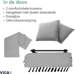 Vita5 XXL Hangstoel | Binnen&Buiten Hangnest | Incl. 2 Kussens En Boekenvak | Volwassenen&Kinderen | Hangmatstoel Tot 225kg | Grijs 7 Vita5 XXL Hangstoel | Binnen&Buiten Hangnest | Incl. 2 Kussens En Boekenvak | Volwassenen&Kinderen | Hangmatstoel Tot 225kg | Grijs -Tuinmeubelseries Winkel 1200x1181 2