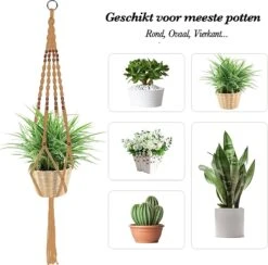 5 Stuks Jute Macrame Plantenhangers - Boho Handgeweven Katoen Hangpot Voor Binnen/Buiten - Hangende Bloempot Met Kralen - Macramé Touw/Koord Hangplant Houder - Bohemian Wandhanger Decoratie - Plant Hanger - Verticale Tuin Bloempothouder Planthanger -Tuinmeubelseries Winkel 1200x1184 9
