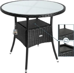 Casaria Polyrattan Bijzettafel 80cm Rond - 5mm Veiligheidsglas – Zwart 5 Casaria Polyrattan Bijzettafel 80cm Rond - 5mm Veiligheidsglas – Zwart -Tuinmeubelseries Winkel 1200x1185 3