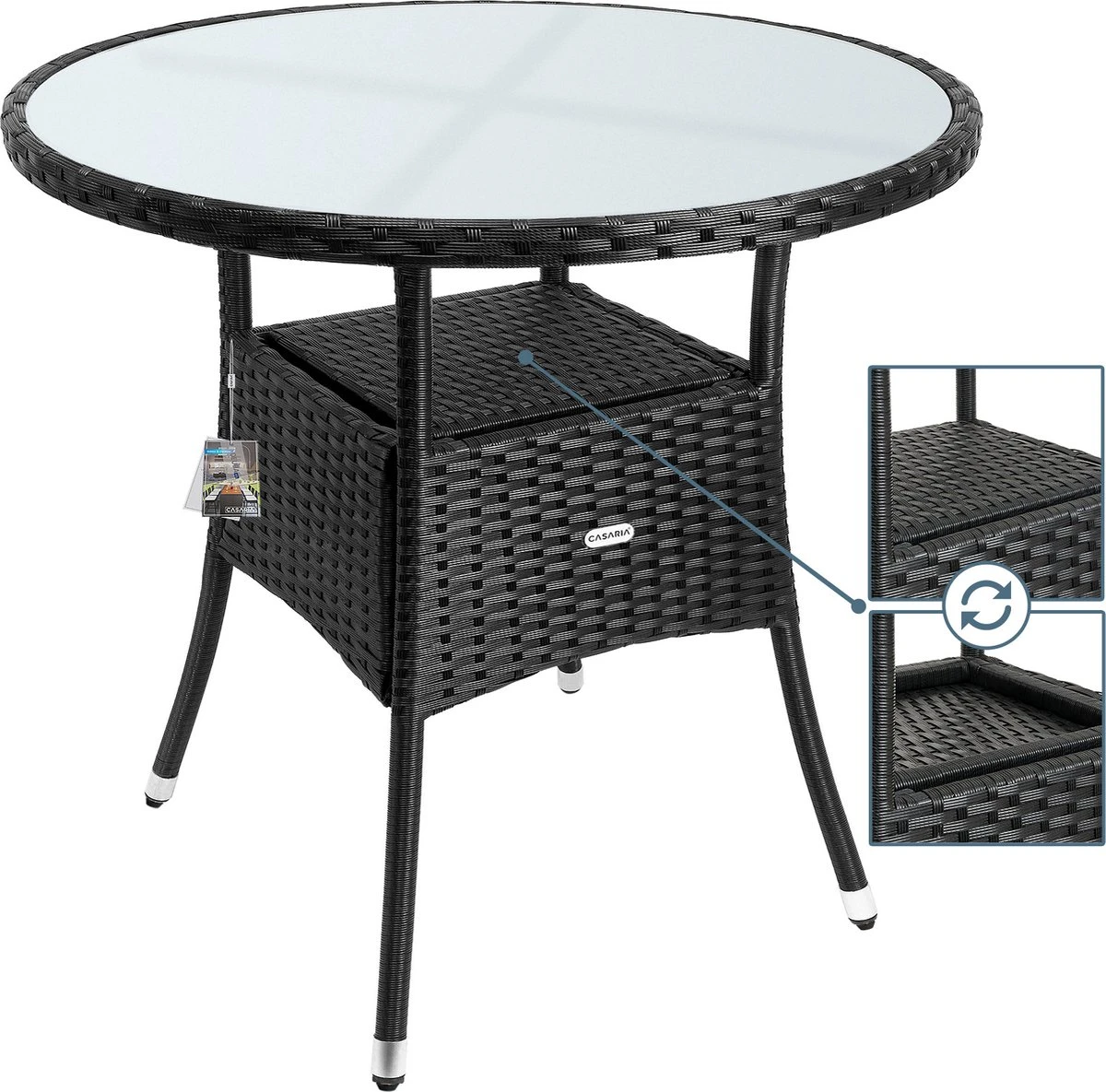 Casaria Polyrattan Bijzettafel 80cm Rond - 5mm Veiligheidsglas – Zwart Casaria Polyrattan Bijzettafel 80cm Rond - 5mm Veiligheidsglas – Zwart -Tuinmeubelseries Winkel 1200x1185 3