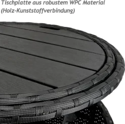 Casaria Polyrattan Zonne-Eiland Ø185cm – Incl. Kussens - Zwart Crème -Tuinmeubelseries Winkel 1200x1189 8