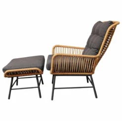 BUITEN Living Dex Wicker Loungestoel Tuin Incl. Wicker Voetenbank | Wicker + Aluminium | Bamboe Antraciet -Tuinmeubelseries Winkel 1200x1190