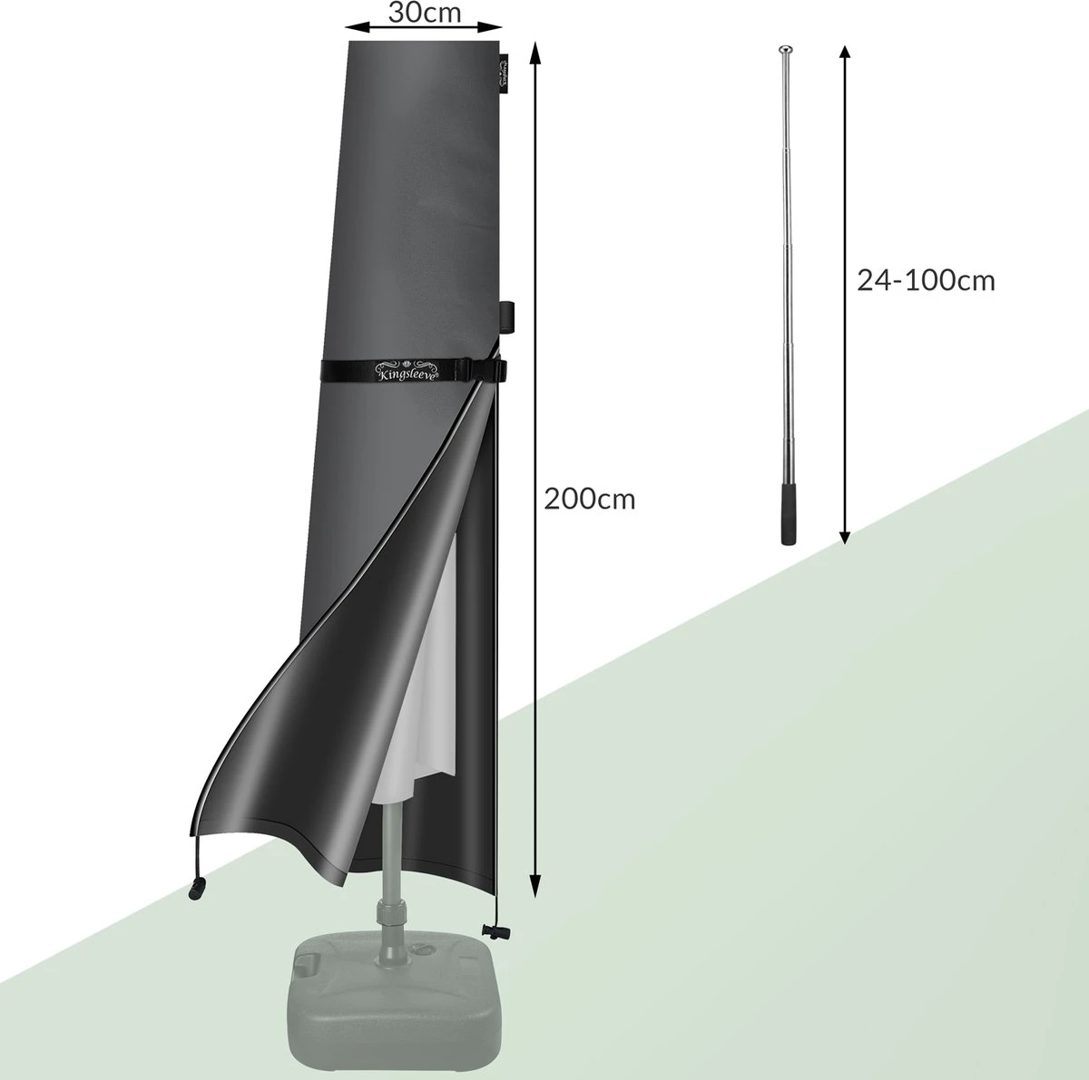 Kingsleeve Parasolhoes tot Ø 330cm - Weerbestendig Robuust - Grijs Kingsleeve Parasolhoes Tot Ø 330cm - Weerbestendig Robuust - Grijs -Tuinmeubelseries Winkel 1200x1191 4
