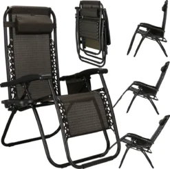 Springos Tuinstoel | Ligstoel | Opvouwbaar | Verstelbaar | Ergonomische Hoofdsteun | Bruin / Zwart -Tuinmeubelseries Winkel 1200x1191 9