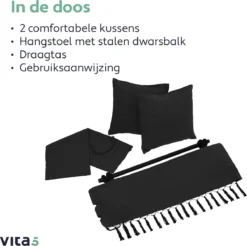 Vita5 XXL Hangstoel - Binnen&Buiten Hangnest - Incl. 2 Kussens En Boekenvak - Volwassenen&Kinderen - Hangmatstoel Tot 225kg - Zwart 10 Vita5 XXL Hangstoel - Binnen&Buiten Hangnest - Incl. 2 Kussens En Boekenvak - Volwassenen&Kinderen - Hangmatstoel Tot 225kg - Zwart -Tuinmeubelseries Winkel 1200x1194 1