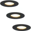 HOFTRONIC™ LED Inbouwspots 3 Spots - Zwart - Rond - IP65 - GU10 - Dimbaar - Spot Bari - 5 Watt 2700K Warm Wit