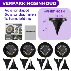 Shutterlight® 16 LED Solar Grondspot - Tuinverlichting - Zonlichtsensor - Zonne-energie - Matte Zwart - Warm Wit Licht - 4 Stuks - Buiten 6 Shutterlight® 16 LED Solar Grondspot - Tuinverlichting - Zonlichtsensor - Zonne-energie - Matte Zwart - Warm Wit Licht - 4 Stuks - Buiten -Tuinmeubelseries Winkel 1200x1194 17
