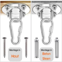 Plafondhaak – Voor Beton En Hout - Hangstoel – Hangmat – Bokszak – RVS – Binnen En Buiten – Ophangsysteem – Ophanghaak – 400KG -Tuinmeubelseries Winkel 1200x1194