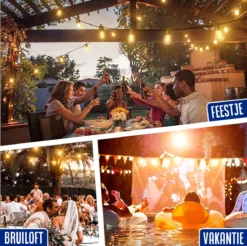 SHINE - Lichtsnoer - Lichtslinger Op Zonne-energie - Solar Led Prikkabel - Feestverlichting - Lampjes Slinger - Tuinverlichting - Vintage Basic Sfeerverlichting - 10 Meter En 12 Led Plug-In Lampen -Tuinmeubelseries Winkel 1200x1195 12