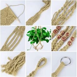 5 Stuks Luxe Jute Plantenhangers - Boho Handgeweven Katoen Hangpot Voor Binnen/Buiten - Hangende Bloempot Met Kralen - Macramé Touw/Koord Hangplant Houder - Bohemian Wandhanger Decoratie - Plant Hanger - Verticale Tuin Bloempothouder Planthanger -Tuinmeubelseries Winkel 1200x1197 30
