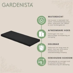 Gardenista Tuinbankkussen - Patio Meubilair Buiten 3-zitter BankKussen Voor Tuin -tuinkussen Voor Tuin Bank - Zachte En Lichtgewicht Waterbestendig Materiaal - 140cm X 47cm -Tuinmeubelseries Winkel 1200x1198 24