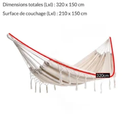 Detex Hangmat Met Franjes - 320x150cm – Belastbaar Tot 300kg Beige -Tuinmeubelseries Winkel 1200x1198 27