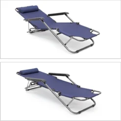 Relaxdays Ligstoel Inklapbaar - Ligbed Met Hoofdsteun - Strandstoel Verstelbaar - Camping - Donkerblauwe -Tuinmeubelseries Winkel 1200x1198 3