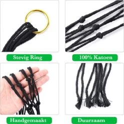 9 Stuks Zwart Macrame Plantenhangers - Boho Handgeweven Katoen Hangpot Voor Binnen/Buiten - Hangende Bloempot Met Kralen - Macramé Touw/Koord Hangplant Houder - Bohemian Wandhanger Decoratie - Plant Hanger - Verticale Tuin Bloempothouder Planthanger -Tuinmeubelseries Winkel 1200x1198 55