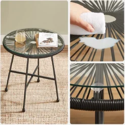 Songmics Balkonmeubilair, Tuinmeubelset, Set Van 3, Zitgroep, Terrasmeubilair, Glazen Tafelblad, 2 Stoelen, Voor Binnen En Buiten, Voor Patio, Tuin, Balkon, Buiten, Zwart GGF013B02 -Tuinmeubelseries Winkel 1200x1199 14