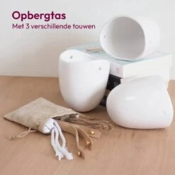 Gadgy Plantenhanger Keramiek - Set Van 3 - Hangpot Van Wit Steen - Hangende Bloempot Plantenpot - Met 3 Verschillende Koorden - 12x11x9.5CM -Tuinmeubelseries Winkel 1200x1199 16