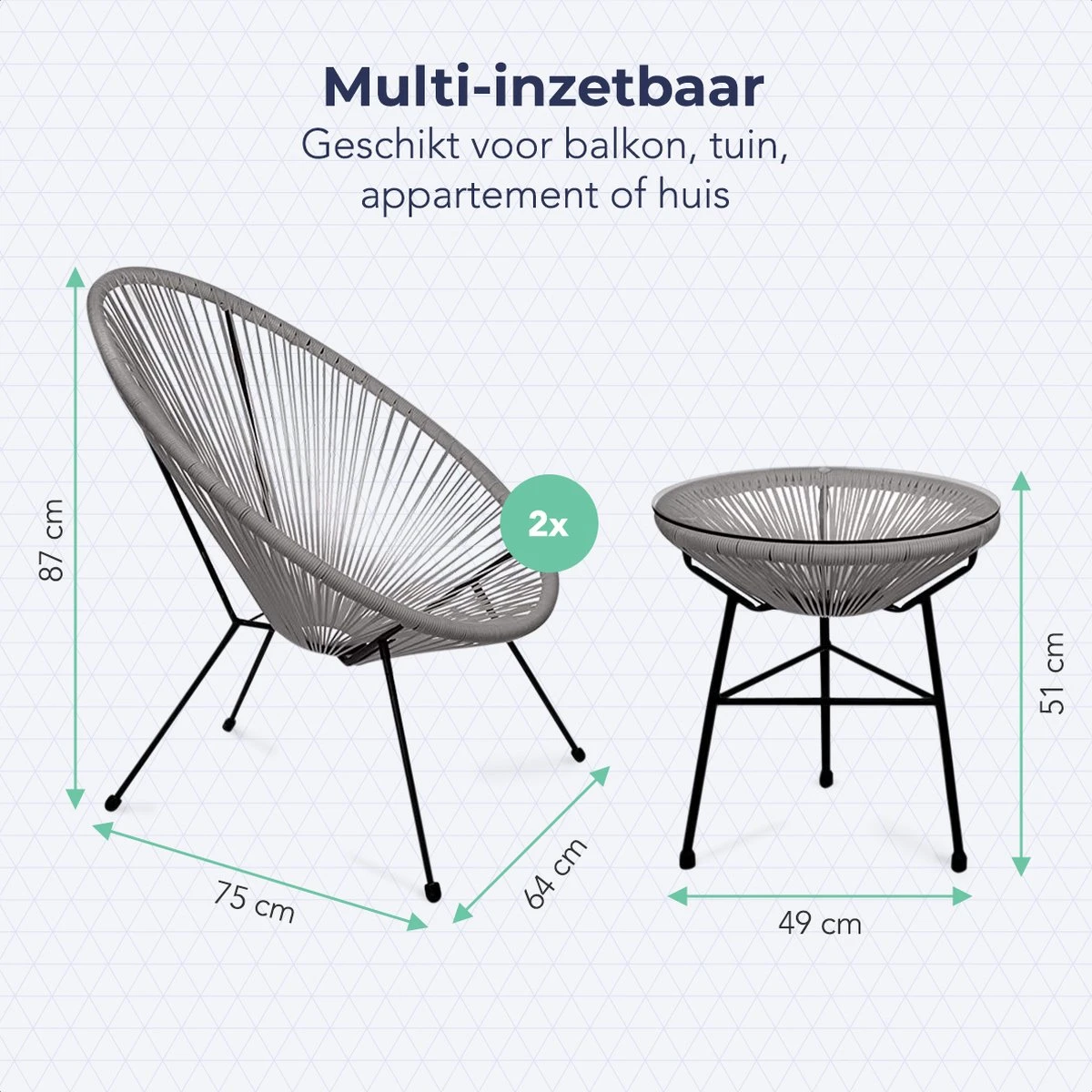 LifeGoods Acapulco Bistroset - 3-Delig - Tuinset met Bijzettafel - Grijs LifeGoods Acapulco Bistroset - 3-Delig - Tuinset Met Bijzettafel - Grijs -Tuinmeubelseries Winkel 1200x1200 1001