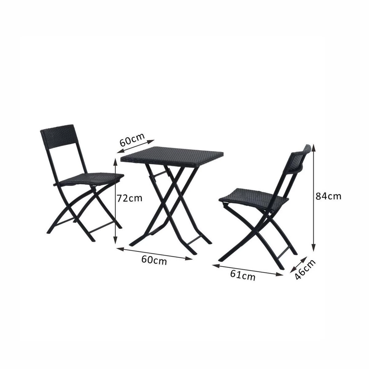 3-delige Bistroset poly rattan - inklapbaar - Balkon tuinmeubelset - Zwart Merkloos 3-delige Bistroset Poly Rattan - Inklapbaar - Balkon Tuinmeubelset - Zwart -Tuinmeubelseries Winkel 1200x1200 1043