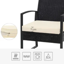 Songmics Tuinmeubelset, 3-delige Set, Van Polyrotan, Voor Outdoor, Terras, Balkon, Tuin, Eenvoudige Montage, Bijzettafel En 2 Stoelen, Zwart-beige -Tuinmeubelseries Winkel 1200x1200 1045