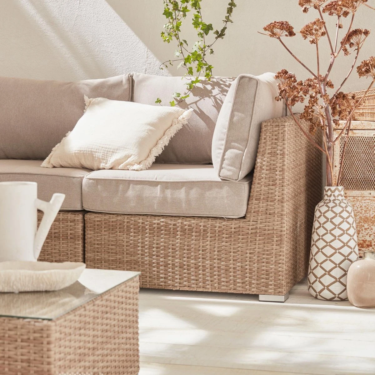 Premium loungeset - VITTORIA - rond wicker– 5 plaatsen, naturel/beige Premium Loungeset - VITTORIA - Rond Wicker– 5 Plaatsen, Naturel/beige -Tuinmeubelseries Winkel 1200x1200 1078