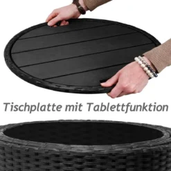 Casaria Polyrattan Zonne-Eiland Ø185cm – Incl. Kussens - Zwart Crème -Tuinmeubelseries Winkel 1200x1200 1114