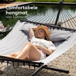 Vita5 Hangmat Met Standaard En Spreidstok – 2 Persoons – Incl. Bekerhouder - Afneembaar Kussen – Uv-bestendig – Lichtgrijs -Tuinmeubelseries Winkel 1200x1200 1230