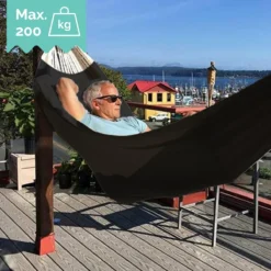 Dubbele Hangmat Zwart Met Spreidstok - 1 Of 2 Persoons - Lig Oppervlak 190x150cm - Lengte 260cm 4 Dubbele Hangmat Zwart Met Spreidstok - 1 Of 2 Persoons - Lig Oppervlak 190x150cm - Lengte 260cm -Tuinmeubelseries Winkel 1200x1200 1241