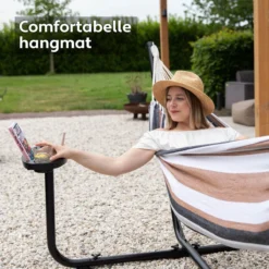 Vita5 Hangmat Met Standaard – 2 Persoons – Incl. Bekerhouder – 205kg Draaggewicht – Blauw/Wit/Bruin -Tuinmeubelseries Winkel 1200x1200 1247