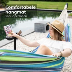 Vita5 Hangmat Met Standaard – 2 Persoons – Incl. Bekerhouder – 205kg Draaggewicht – Groen/Blauw -Tuinmeubelseries Winkel 1200x1200 1269