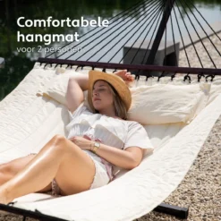 Vita5 Hangmat Met Standaard En Spreidstok – 2 Persoons – Incl. Bekerhouder - Afneembaar Kussen – Uv-bestendig – Beige -Tuinmeubelseries Winkel 1200x1200 1277