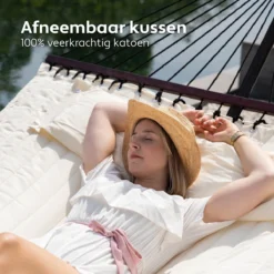 Vita5 Hangmat Met Standaard En Spreidstok – 2 Persoons – Incl. Bekerhouder - Afneembaar Kussen – Uv-bestendig – Beige -Tuinmeubelseries Winkel 1200x1200 1278
