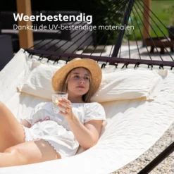 Vita5 Hangmat Met Standaard En Spreidstok – 2 Persoons – Incl. Bekerhouder - Afneembaar Kussen – Uv-bestendig – Beige -Tuinmeubelseries Winkel 1200x1200 1281