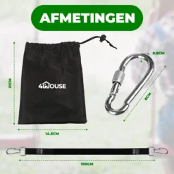 4House Ophang Koord Voor Hangmat, Hangstoel / Schommel - Hangmat Bevestigingsset Inclusief Haken - Karabijnhaak - Hangmat Standaard -Schommelophangset - Hangmat Ophangsysteem -150cm - Tot 1000kg - Boomvriendelijke Hangmat Ophangset - Set Van 2Stuks -Tuinmeubelseries Winkel 1200x1200 1301