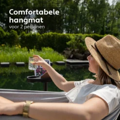 Vita5 Hangmat Met Standaard – 2 Persoons – Incl. Bekerhouder – 205kg Draaggewicht – Grijs -Tuinmeubelseries Winkel 1200x1200 1316