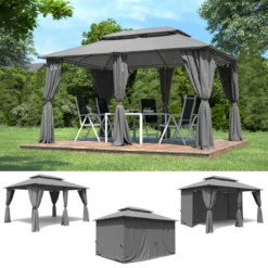 El Jardin - Partytent - 4x3 - Waterdicht Dak - Wanden - Solar - Antraciet Paviljoen -Tuinmeubelseries Winkel 1200x1200 135