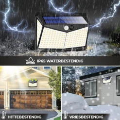 Living Nine® Solar Buitenlamp Met Bewegingssensor - Wandlamp Op Zonne Energie - 208 LED - Waterdicht - Tuinverlichting - Met Sensor - Voor Buiten - Zwart -Tuinmeubelseries Winkel 1200x1200 1350