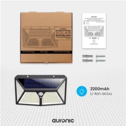 Auronic Buitenlamp - Zonne-energie - Bewegingssensor - 180 LED's - Wandlamp - IP65 - Zwart -Tuinmeubelseries Winkel 1200x1200 1403