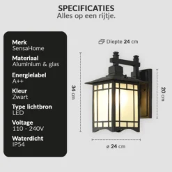 SensaHome Oriental - Klassieke Industriële Tuinlamp Buitenlamp | Luxe Wandlamp Met Japans Aziatische Stijl - Zwart 6 SensaHome Oriental - Klassieke Industriële Tuinlamp Buitenlamp | Luxe Wandlamp Met Japans Aziatische Stijl - Zwart -Tuinmeubelseries Winkel 1200x1200 1409