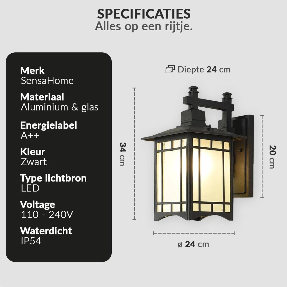SensaHome Oriental - Klassieke Industriële Tuinlamp Buitenlamp | Luxe Wandlamp met Japans Aziatische Stijl - Zwart SensaHome Oriental - Klassieke Industriële Tuinlamp Buitenlamp | Luxe Wandlamp Met Japans Aziatische Stijl - Zwart -Tuinmeubelseries Winkel 1200x1200 1409