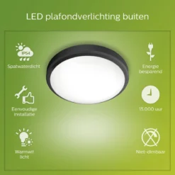 Philips Doris Ceiling - Zwart - IP54 -Tuinmeubelseries Winkel 1200x1200 1416