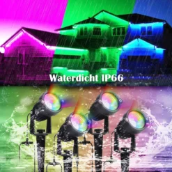 Merkloos Buitenverlichting - Bluetooth Led Tuinspot - LED Tuinspots - Tuinlampen - Te Besturen Met Mobiele App - RGB Multicolour - Waterdicht IP66 - 4 Stuks -Tuinmeubelseries Winkel 1200x1200 1495