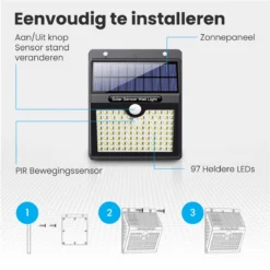 Auronic Solar Buitenlamp Met Bewegingssensor - 97 LED's - Wit Licht - Op Zonne-energie - IP65 Waterdicht - 4 Stuks -Tuinmeubelseries Winkel 1200x1200 1528