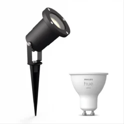 Philips Puled Grondspot LED Voor Buiten - Incl. Philips Hue White GU10 - Prikspot - Tuinverlichting - Buitenlamp - Zwart