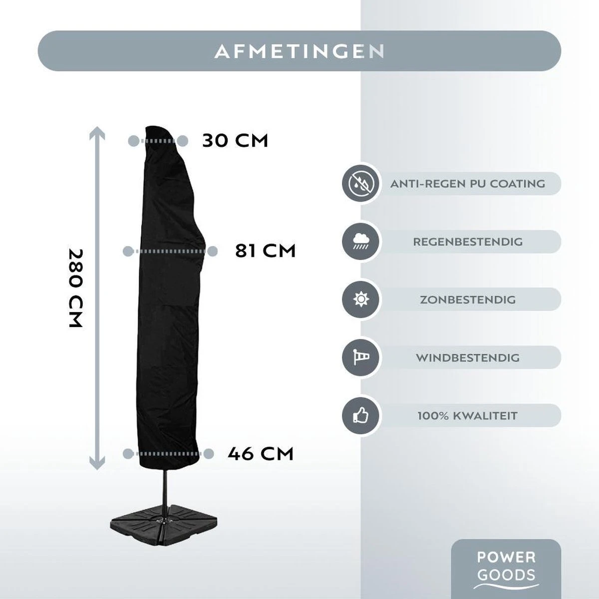 Power Goods Parasolhoes XXL voor zweefparasol – Parasolhoes met rits en stok – Parasolhoes staande parasol – Tuinmeubelhoezen – Beschermhoes zweefparasol – Waterproof – Anti-UV – 280 X 81 cm Power Goods Parasolhoes XXL Voor Zweefparasol – Parasolhoes Met Rits En Stok – Parasolhoes Staande Parasol – Tuinmeubelhoezen – Beschermhoes Zweefparasol – Waterproof – Anti-UV – 280 X 81 Cm -Tuinmeubelseries Winkel 1200x1200 160