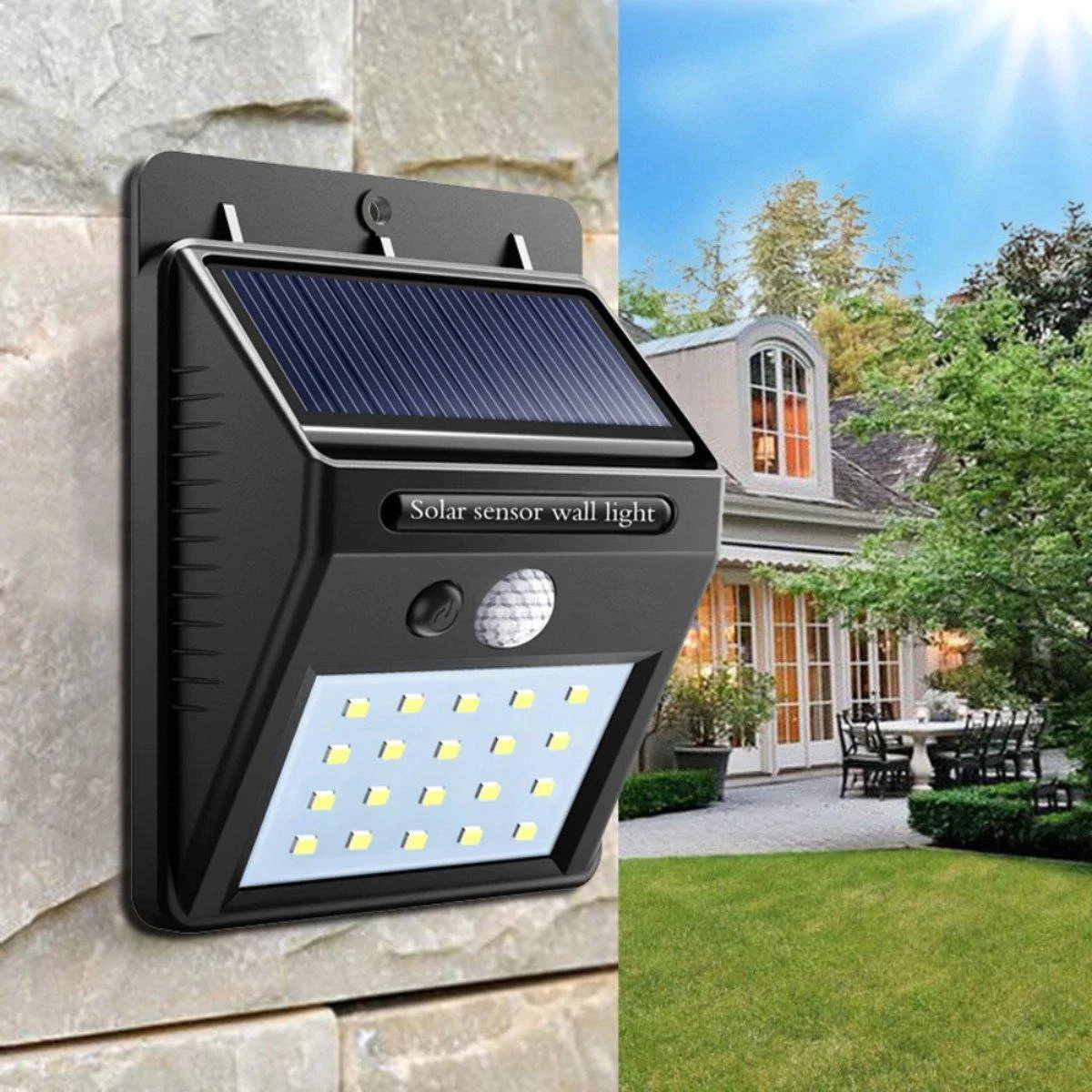 Solar LED Lamp Met Bewegingssensor - 20 LEDs - Zwart - Voor Buiten - Zonne-energie Solar LED Lamp Met Bewegingssensor - 20 LEDs - Zwart - Voor Buiten - Zonne-energie -Tuinmeubelseries Winkel 1200x1200 1627