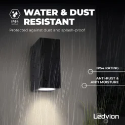 Ledvion Helene - Wandlamp Buiten - Zwart - Up Down Light - 2x GU10 Fitting - IP54 -Tuinmeubelseries Winkel 1200x1200 1646