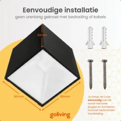 Goliving Solar Kubus Wandlamp Buiten - Solar Tuinverlichting - Zonne Energie Buitenverlichting - Buitenlamp - Zwart -Tuinmeubelseries Winkel 1200x1200 1662
